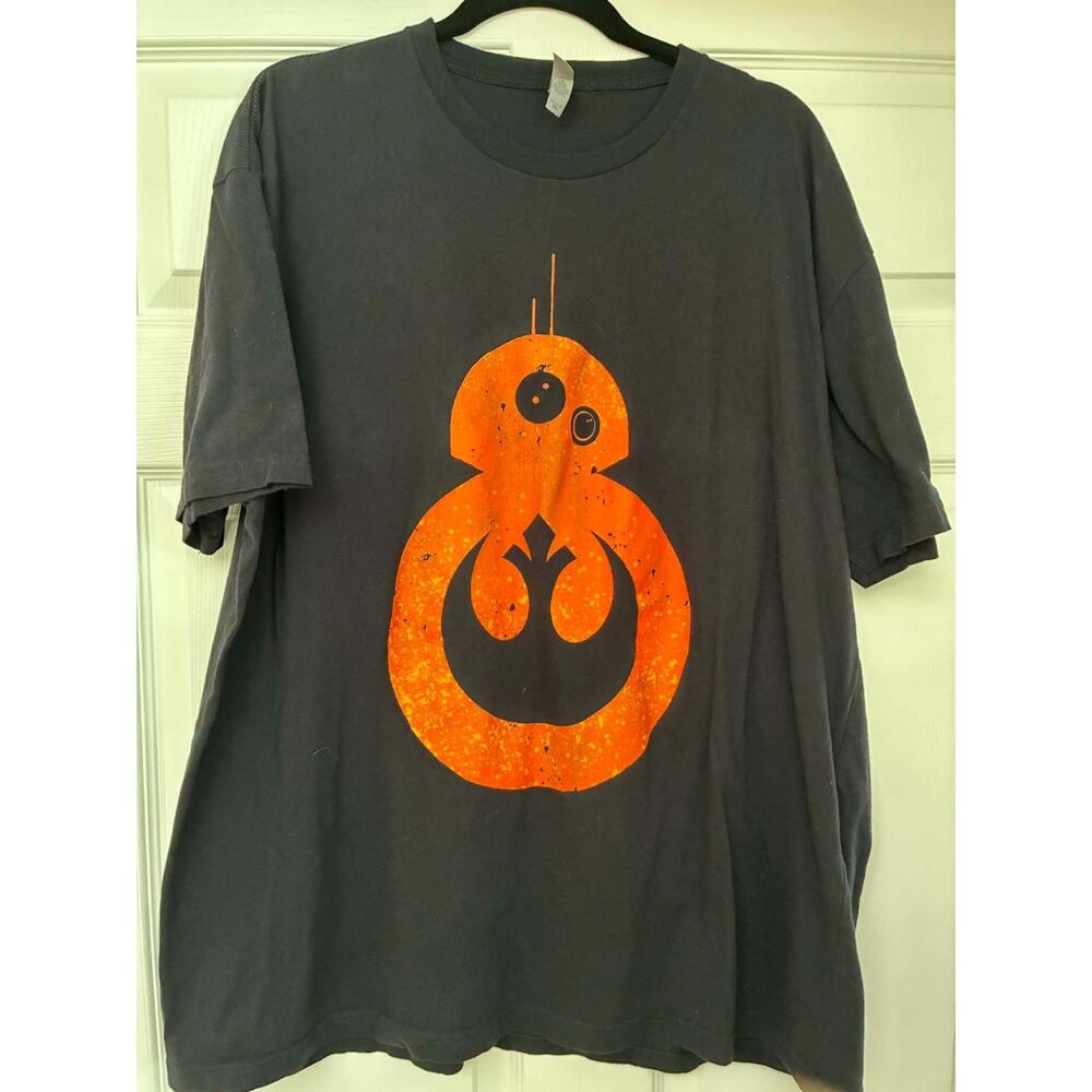 Star Wars BB-8 Rebel Logo T-Shirt Mens XXL Black Orange Next Level Tee‎